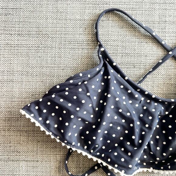 Xhilaration Polka Dot Bikini Top Navy Blue White Swimwear Size M Medium - Picture 3 of 6